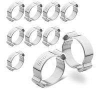 Poppstar 10 piezas Abrazaderas de manguera de 2 orejas, rango de sujeción Ø 15-18 mm, abrazadera de dos orejas/abrazadera de doble oreja de acero inoxidable
