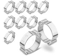 Poppstar 10 piezas Abrazaderas de manguera de 2 orejas, rango de sujeción Ø 17-20 mm, abrazadera de dos orejas/abrazadera de doble oreja de acero inoxidable