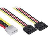 POPPSTAR 1x 10 cm Sata 3 Power Adapter Y-Cable (Divisor de Cable de alimentación - 1x Enchufe Molex de 4 Polos a 2X Enchufe Sata de 15 Polos)