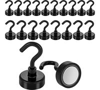 POPPSTAR 20 imanes neodimio gancho pequeños (12 kg fuerza magnética, 4cm longitud, 2cm diámetro) mini ganchos magneticos, negro