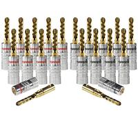 Poppstar 20x Bananas altavoces; banana conector para cable de altavoz (hasta 6mm²), (10x negro, 10x rojo), contactos dorados 24k
