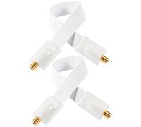 POPPSTAR - 2x 52 cm Cable pasaventanas SAT, contactos dorados, muy poco profundo (0,2 cm), color blanco, 4 tiras adhesvias