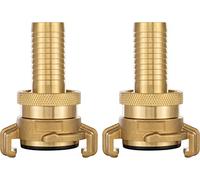 Poppstar 2x Acoplamiento para manguera 19mm succión y de alta presión (adaptador manguera racor 3/4” sistema Geka) con junta y contratuerca, latón