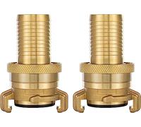 Poppstar 2x Acoplamiento para manguera 32 mm succión y de alta presión (adaptador manguera racor 1 1/4” sistema Geka) con junta y contratuerca, latón