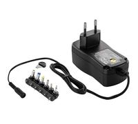 Poppstar Alimentador Universal (3V 4,5V 5V 6V 7,5V 9V 12V - 2A (2000mA), con 6 Conectores y LED, Cable eléctrico 150 cm