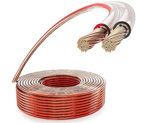 Poppstar Cable para altavoces de 10 m, 2 x 2,5 mm² (conductor interno de cobre puro OFC 99,99%, revestimiento de PVC transparente)