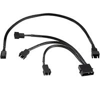 POPPSTAR Cable ventilador pc 12V (15cm 2 pin splitter (1x molex macho a 3x macho) + 30cm cable de extensión 3 pines), para conexión a placa base