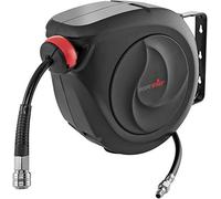 Poppstar Enrollador de manguera de aire comprimido (manguera: 10m + 1m, diámetro interno 5/16" (8x12mm), 1/4" BSPT), mecanismo de enrollado para manguera de aire comprimido