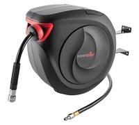 Poppstar Enrollador de manguera de aire comprimido (manguera: 20m + 2m, diámetro interno de 3/8" (9,5x15mm), 1/4" BSPT), mecanismo de enrollado para manguera de aire comprimido