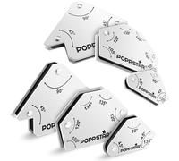Poppstar Escuadra magnética (ángulo de soldadura, fuerza de sujeción 2x 4 kg - 45/90/135°, 2x 11,3 kg - 30/45/60/75/90/135°, 2x 11,3 kg - 45/90/135°), juego de 6, blanco