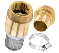 Poppstar Juego de filtro de aspiración, válvula de pie con válvula antirretorno de latón de 1 1/4", filtro de aspiración de acero inoxidable, boquilla y abrazadera de manguera