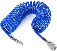Poppstar Manguera espiral 5m de PU (5mm x 8mm diámetro) manguera compresor aire con protección contra dobladuras y acoplamientos rápidos 7.2 NW