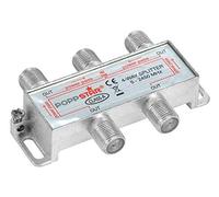Poppstar Satellite Splitter TV de 4 Salidas (Adecuado para análogo, Digital, unicable, HD, 4K), Mezclador satelite para Cable, TV, Radio, LNB