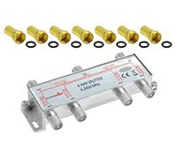 Poppstar Satellite Splitter TV de 6 Salidas Incl. Conectores F (Adecuado para análogo, Digital, unicable, HD, 4K), Mezclador satelite para Cable, TV, Radio, LNB