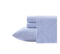 Poppy & Fritz - Juego de sábanas Individual XL, Juego de Ropa de Cama de percal de algodón, vigorizante y Fresco, Elegante decoración del hogar (Rayas Oxford, Azul, Individual XL)