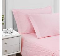 Poppy & Fritz - Juego de sábanas Individuales, Juego de Ropa de Cama de percal de algodón, crujiente y Fresco, Elegante decoración del hogar (Oxford Stripe Pink, Twin)