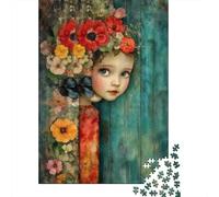 Poppy Girl Rompecabezas para Adultos Vintage Floral Art 1000 Piezas Papel Reciclado Adultos Y Mayores De 12 Años Rompecabezas Extremadamente Difícil Y Desafiante 52x38cm/1000pcs