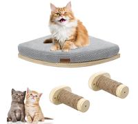 Poppy Pawsy Estante de pared esquinero para gatos, estantes para gatos de montaje en pared con 2 escalones de escalada, estantes flotantes grandes para gatos, muebles de cama para gatos de pared y