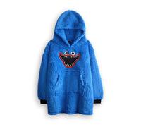 Poppy Playtime Sudadera con capucha para niños | Jersey azul con capucha y forro polar Sherpa para niños con cara de personaje | Ropa de estar por casa con forro Sherpa para niños y bolsillos