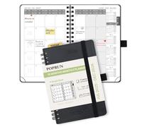 POPRUN Agenda 2025 2026 Mensual Pequeña Espiral 16 x 10,5 cm, 18 Meses de Jul.2025 a Dic.2026, Regla de Plástico, Tapa Blanda, 100 GSM Papel, Negro