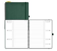 POPRUN Agenda 2025 2026 Semana Vista Espiral 26,5 x 21,5 cm, Weekly Planner 17 Meses de Ago.2025 a Dic.2026, Planificador en Regla de Plástico, Tapa Blanda, 80 GSM Papel, Frutta-verde