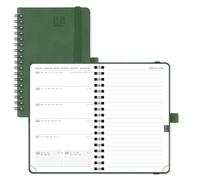 POPRUN Agenda 2026 2027 Pequeña de Bolsillo Espiral 16 x 10,5 cm, Una Página por Semana con Una Página de Notas 17 Meses de Ago.2026 a Dic.2027, 80 GSM Papel, Verde