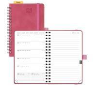 POPRUN Agenda 2026 2027 Pequeña de Bolsillo Espiral 16 x 10,5 cm, Una Página por Semana con Una Página de Notas 17 Meses de Ago.2026 a Dic.2027, 80 GSM Papel, Fucsia