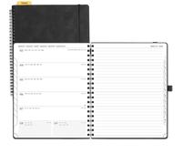 POPRUN Agenda 2026 2027 Semana Vista Espiral 26,5 x 21,5 cm, Una Página por Semanal con Una Página de Notas 17 Meses de Ago.2026 a Dic.2027, 80 GSM Papel, Negro