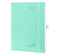 POPRUN Agenda 2026 Semana Vista Medio 22 x 16,5 cm, Tapa Blanda en 12 Meses de Ene 2026 a Dic 2026, Porta Boligrafos Autoadhesivo, 100 GSM Papel, Azul Cielo Nocturno, Verde
