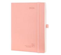 POPRUN Agenda 2026 Semana Vista Medio 22 x 16,5 cm, Tapa Blanda en 12 Meses de Ene 2026 a Dic 2026, Porta Boligrafos Autoadhesivo, 100 GSM Papel, Azul Cielo Nocturno, Rosa