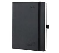 POPRUN Agenda 2026 Semana Vista Medio 22 x 16,5 cm, Tapa Blanda en 12 Meses de Ene 2026 a Dic 2026, Porta Boligrafos Autoadhesivo, 100 GSM Papel, Azul Cielo Nocturno, negro
