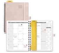 POPRUN Agenda mensual 2026-2027, 22 x 16,5 cm (18 meses: 26 de julio a 27 de diciembre), agenda académica A5, vista mensual, tapa suave en espiral, inicio de domingo, pestaña mensual (rosa)