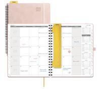 POPRUN Agenda mensual 2026-2027, 26,5 x 21,5 cm (18 meses: jul. '26 - dic. '27), agenda académica con vista mensual solo, encuadernación en espiral, tapa blanda, inicio en domingo, pestaña mensual