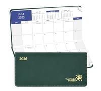 POPRUN Calendario mensual de bolsillo 2025-2026, tamaño delgado de 3.25 x 6.75 pulgadas, planificador mensual pequeño de 18 meses con esquinas extraíbles para bolso, tapa blanda de piel sintética