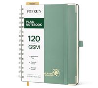 POPRUN Cuaderno A5 Hojas Blancas, 120GSM Libreta Bonita, 141 Páginas Cuadernos de Dibujo con Pestañas de Indice, Bolsillo, Regalo para Estudiantes, Profesor, Artistas, 15 x 21.5cm, Verde Medianoche