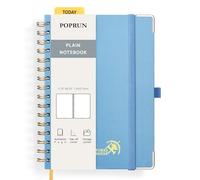 POPRUN Cuaderno A5 Hojas Blancas, 120GSM Libreta Bonita, 141 Páginas Cuadernos de Dibujo con Pestañas de Indice, Bolsillo, Regalo para Estudiantes, Profesor, Artistas, 15 x 21.5cm, Azul Neblina