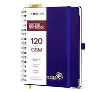 POPRUN Cuaderno A5 Punteado, 120 GSM Cuadernos Bonitos, 141 Páginas Cuaderno Espiral con Bolsillo, Pestañas de Indice, Ideal para Escuelas, Oficinas, Diario de Viaje,15 x 21.5cm, Azul Zafiro