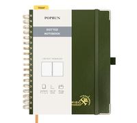 POPRUN Cuaderno de Notas con Espiral, Dotted Pages, 18,8 x 24,5 cm, Papel Grueso de 120 GSM, 220 Páginas Numeradas, con Bolsillo, Pestañas de Indice, 8 Hojas Perforadas, Spiral Notizbuch(OL)