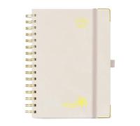 POPRUN Cuaderno del Profesor 2026 2027 A5 - Agenda Docente 26/27 Semana Vista con Pestaña Mensual de Ago.2026 a Jul.2027. Tapa Dura de PU con Esquinas Doradas y Papel Grueso de 90 g/m², Beige