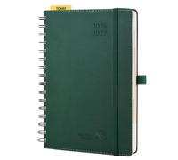 POPRUN Cuaderno del Profesor 2026 2027 A5 - Agenda Docente 26/27 Semana Vista con Pestaña Mensual de Ago.2026 a Jul.2027. Espiral con Cubierta Suave de PU, Papel Grueso de 90 g/m², Verde Bosque