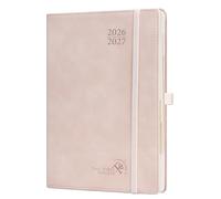 POPRUN Cuaderno del Profesor 2026 2027 A5 - Agenda Docente 26/27 Semana Vista con Pestaña Mensual de Ago.2026 a Jul.2027. Cubierta Flexible de PU y Papel Grueso de 90 g/m², Rosa Claro