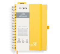 POPRUN Cuaderno Rayado A5, 141 Páginas Cuadernos Espiral, 120GSM Libreta Bonita, Cuaderno Profesor con Bolsillo, Pestañas de Indice, para Escribir, Trabajar, Estudiar, 15 x 21.5cm, Amarillo Claro-LYW
