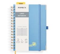 POPRUN Cuaderno Rayado A5, 141 Páginas Cuadernos Espiral, 120GSM Libreta Bonita, Cuaderno Profesor con Bolsillo, Pestañas de Indice, para Escribir, Trabajar, Estudiar, 15 x 21.5cm, Azul Neblina