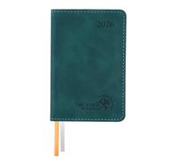 POPRUN Mini Agenda 2026 Semana Vista, Pequeña en Español 11.5 x 7.5 cm - Semanal A7 con Tapa Blanda en Cuero PU y Papel de 70 g/m² EU, Verde petróleo