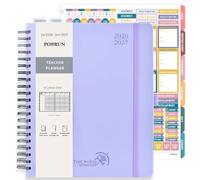 POPRUN Planificador de lecciones para profesores 2026-2027 (tamaño carta: 8.5 x 11 pulgadas), agenda académica de julio de 2026 a junio de 2027 con libro de calificaciones y pestañas mensuales de