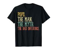 Pops Man Mito Mala Influencia Día del Padre Abuelo Abuelo Hombres Camiseta