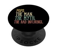 Pops Man Mito Mala Influencia Día del Padre Abuelo Abuelo Hombres PopSockets PopGrip Adhesivo