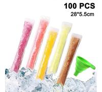 Popsicle Bags, 100 Pack Ice Pop Mold Bags, Disposable Diy Popsicle Molds Bags Pouches -comes With Silicone Funnel