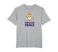 Popsicle Prince: Lindo Dibujo Animado de Helado Real Camiseta, Hombre Tallas Grandes, Gris Jaspeado, 5X Alto