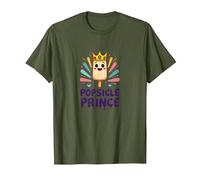 Popsicle Prince: Lindo Dibujo Animado de Helado Real Camiseta, Hombre, Verde Oliva, M